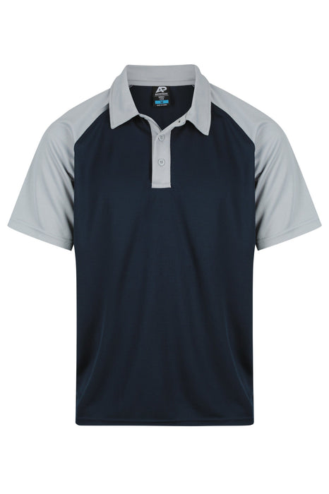 MANLY MENS POLOS - NAVY/SILVER