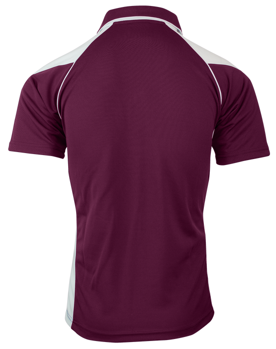 PREMIER MENS POLOS - BURGUNDY/WHITE