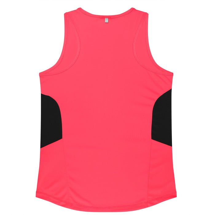 TASMAN LADY SINGLETS - NEON PINK/BLACK
