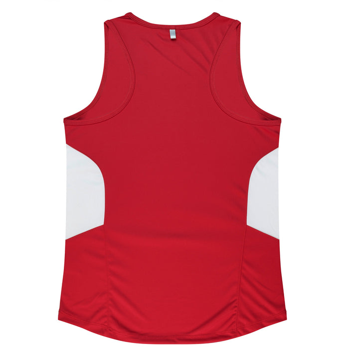 TASMAN LADY SINGLETS - RED/WHITE