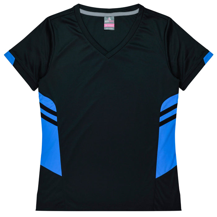 TASMAN LADY TEES - BLACK/CYAN
