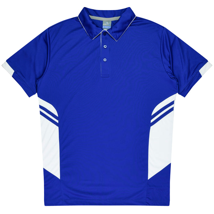 TASMAN MENS POLOS - ROYAL/WHITE