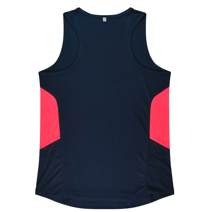 TASMAN LADY SINGLETS - NAVY/NEON PINK