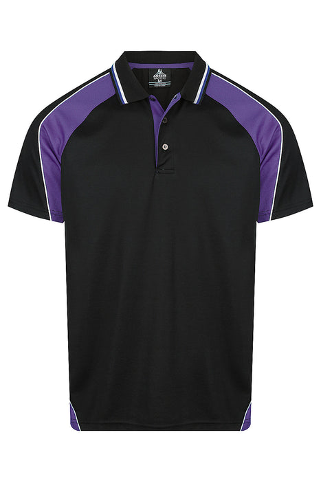 PANORAMA MENS POLOS - BLK/ELEC. PURPLE/WHT
