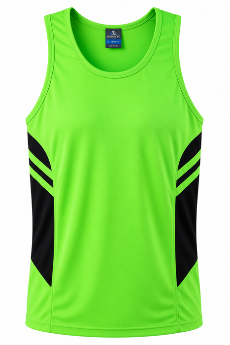 TASMAN HERREN-SINGLETS - NEONGRÜN/SCHWARZ