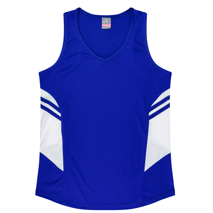 TASMAN LADY SINGLETS - ROYAL/WHITE