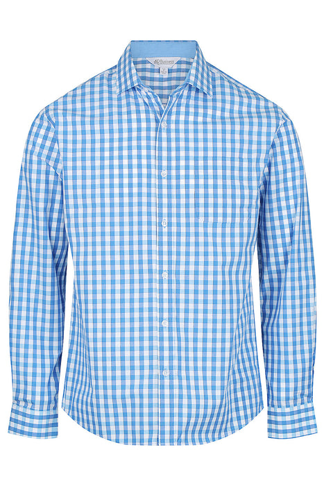 DEVONPORT MENS SHIRT LONG SLEEVE - MID BLUE/SKY
