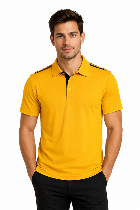 PATERSON MENS POLOS - GOLD/BLACK