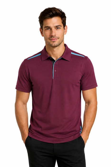 PATERSON MENS POLOS - MAROON/SKY
