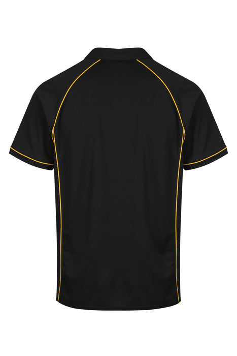 ENDEAVOUR MENS POLOS - BLACK/GOLD
