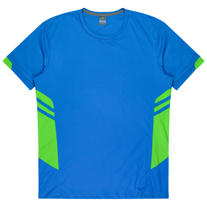 TASMAN MENS TEES - CYAN/NEON GREEN