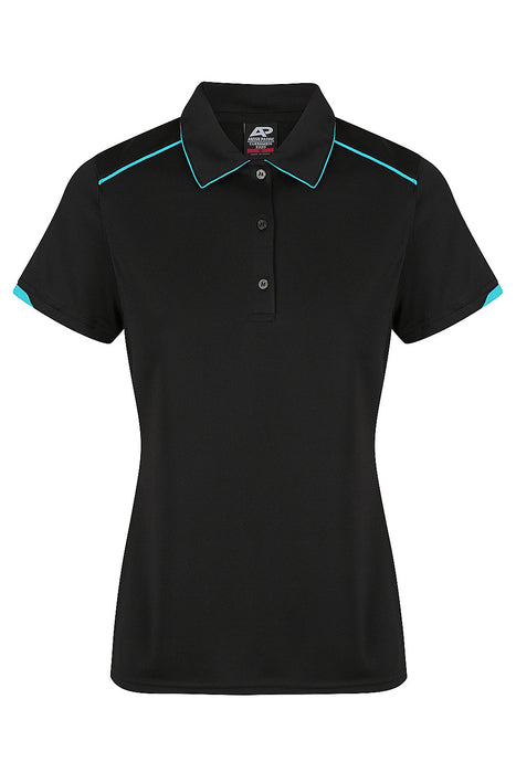 CURRUMBIN LADY POLOS - BLACK/CYAN