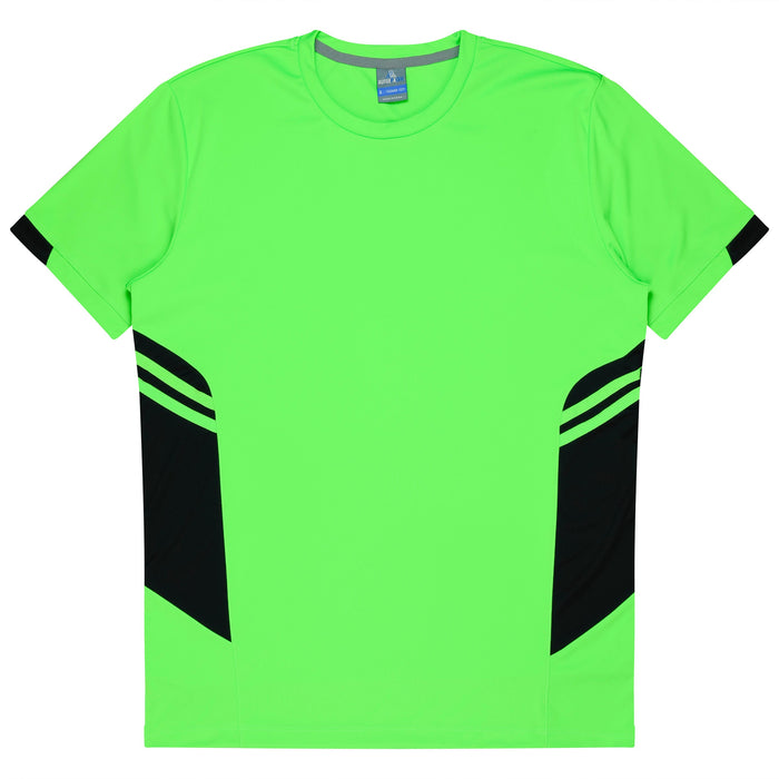TASMAN MENS TEES - NEON GREEN/BLACK