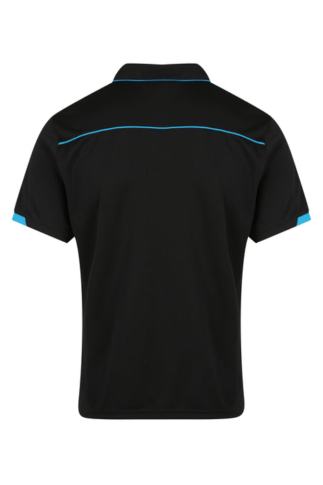 CURRUMBIN MENS POLOS - BLACK/CYAN