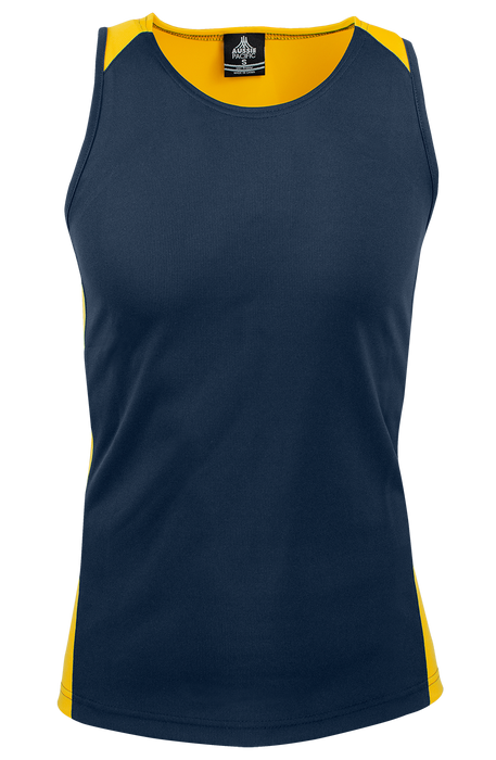 PREMIER MENS SINGLETS - NAVY/GOLD