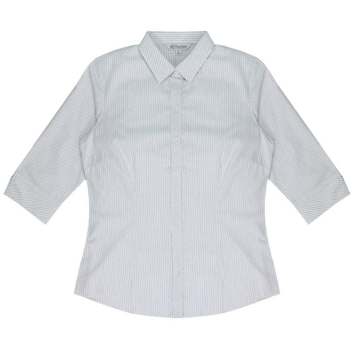BAYVIEW LADY SHIRT 3/4 SLEEVE - WHITE/SILVER