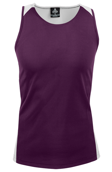 PREMIER MENS SINGLETS - BURGUNDY/WHITE