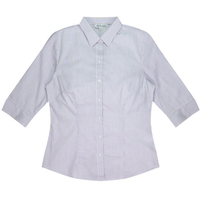 HENLEY LADY SHIRT 3/4 SLEEVE - WHITE/PURPLE