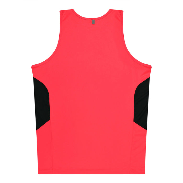 TASMAN MENS SINGLETS - NEON PINK/BLACK