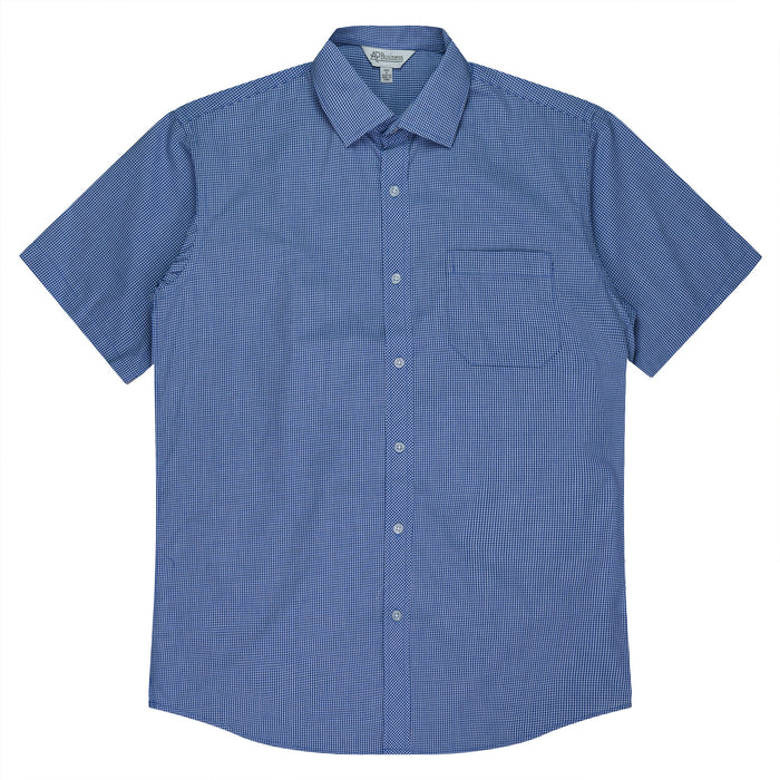 TOORAK MENS SHIRT SHORT SLEEVE - NAVY/WHITE