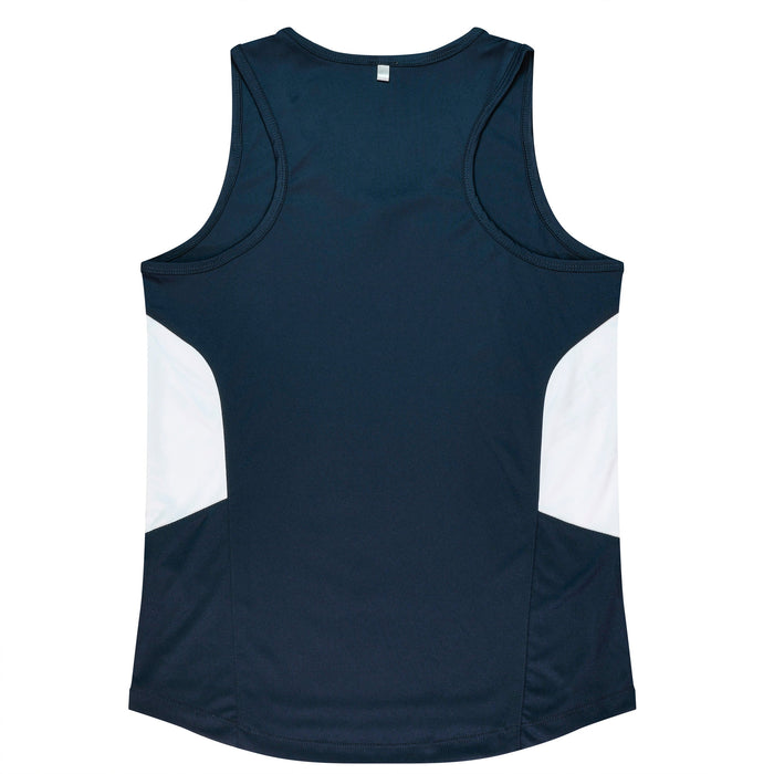 TASMAN LADY SINGLETS - NAVY/WHITE