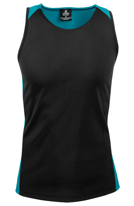PREMIER MENS SINGLETS - BLACK/TEAL