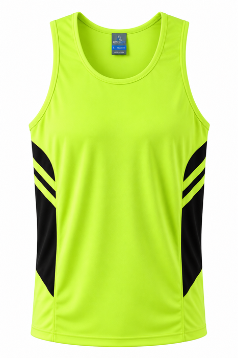 TASMAN HERREN-SINGLETS - NEONGELB/SCHWARZ