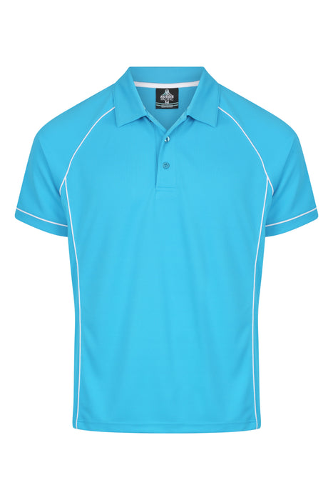ENDEAVOUR MENS POLOS - PACIFIC BLUE/WHITE