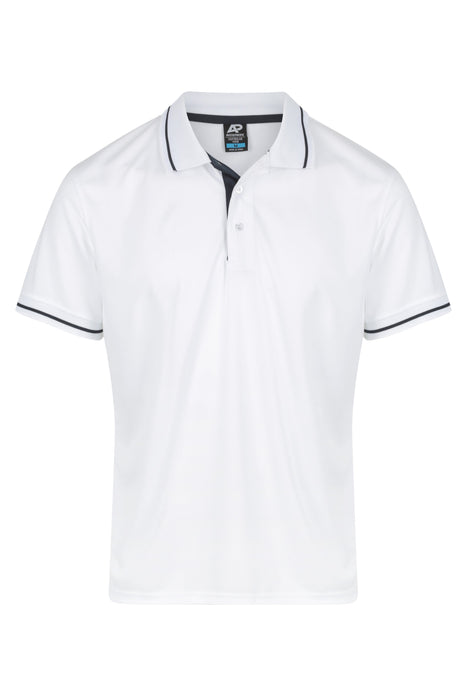 COTTESLOE MENS POLOS - WHITE/NAVY