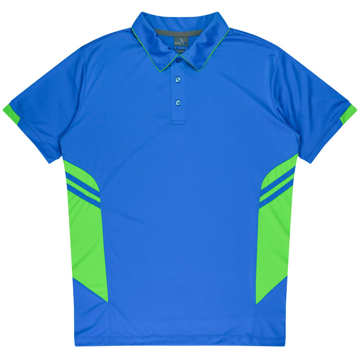 TASMAN KIDS POLOS - CYAN/NEON GREEN