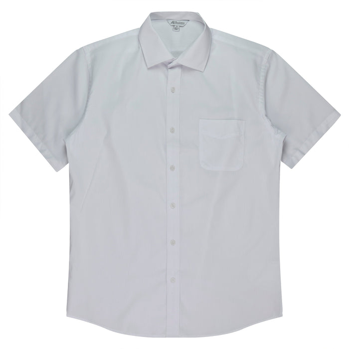 MOSMAN MENS SHIRT SHORT SLEEVE - WHITE