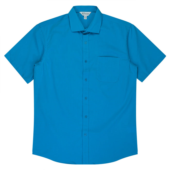 MOSMAN MENS SHIRT SHORT SLEEVE - AQUA
