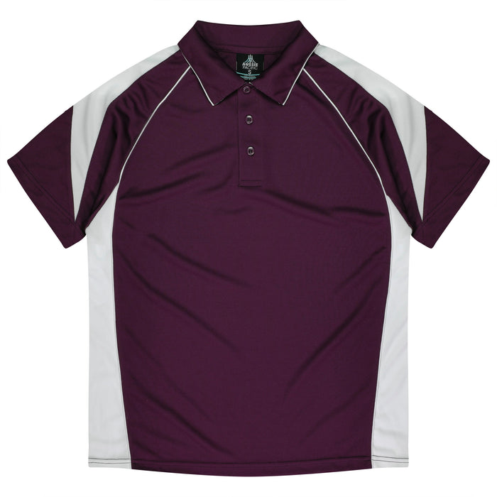 PREMIER KIDS POLOS - BURGUNDY/WHITE