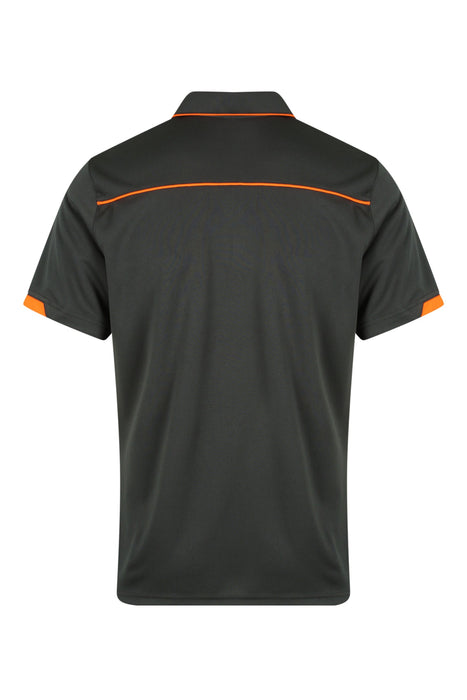 CURRUMBIN MENS POLOS - SLATE/HI VIZ ORANGE