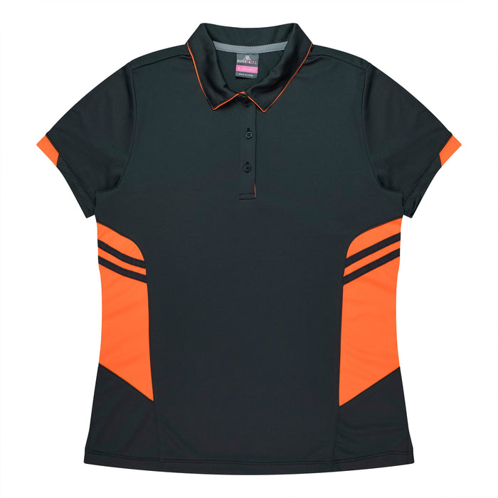 TASMAN LADY POLOS - SLATE/NEON ORANGE