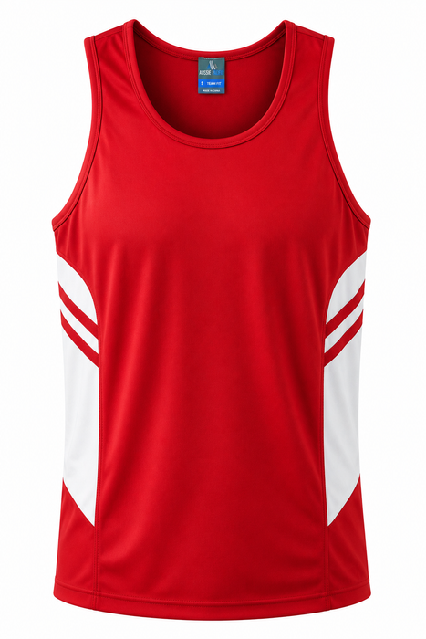 TASMAN HERREN-SINGLETS - ROT/WEISS