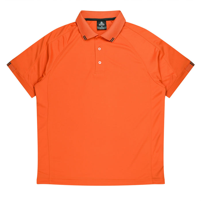 FLINDERS MENS POLOS - ORANGE/SLATE