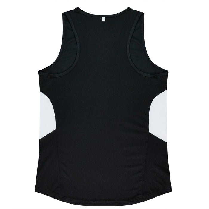 TASMAN LADY SINGLETS - BLACK/WHITE