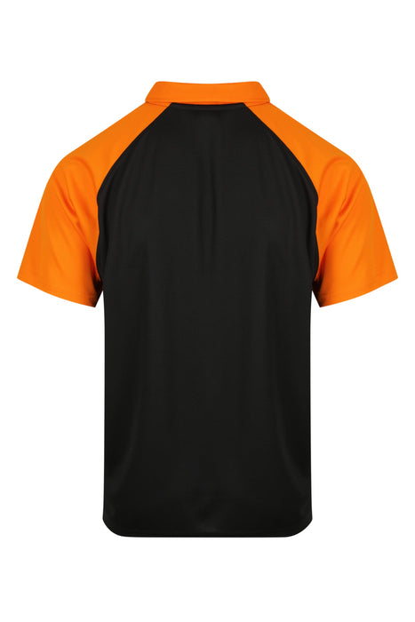 MANLY MENS POLOS - BLACK/ELECTRIC ORANGE