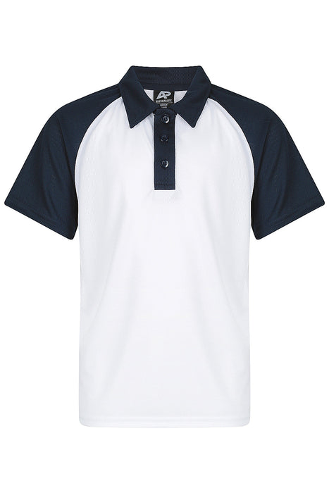 MANLY KIDS POLOS - WHITE/NAVY