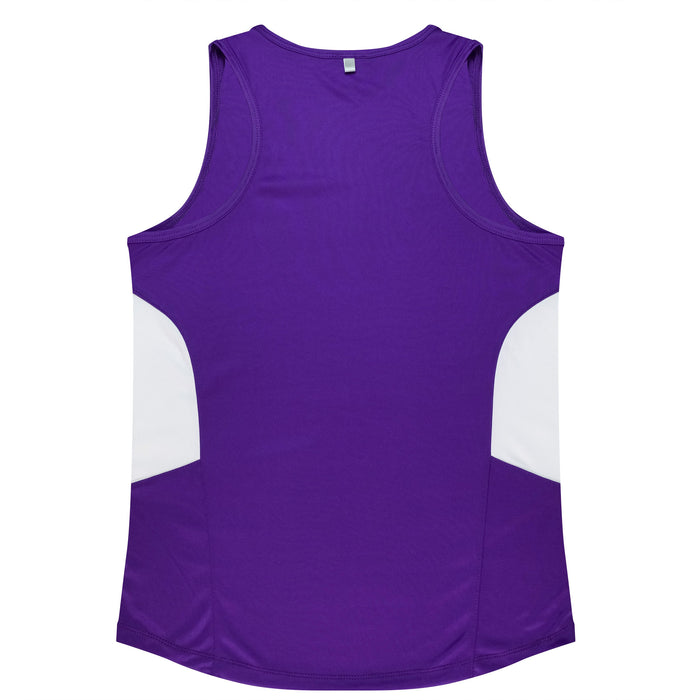 TASMAN LADY SINGLETS - PURPLE/WHITE