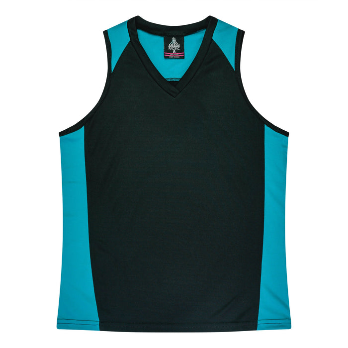 PREMIER LADY SINGLETS - BLACK/TEAL