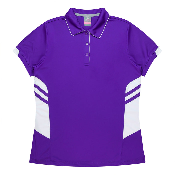 TASMAN LADY POLOS - PURPLE/WHITE