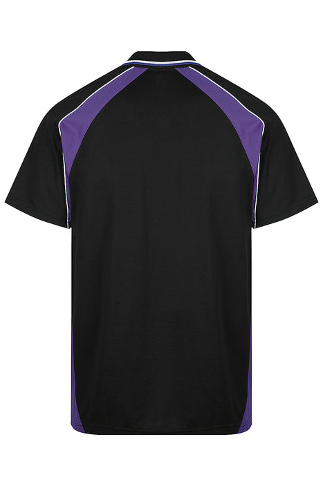 PANORAMA MENS POLOS - BLK/ELEC. PURPLE/WHT