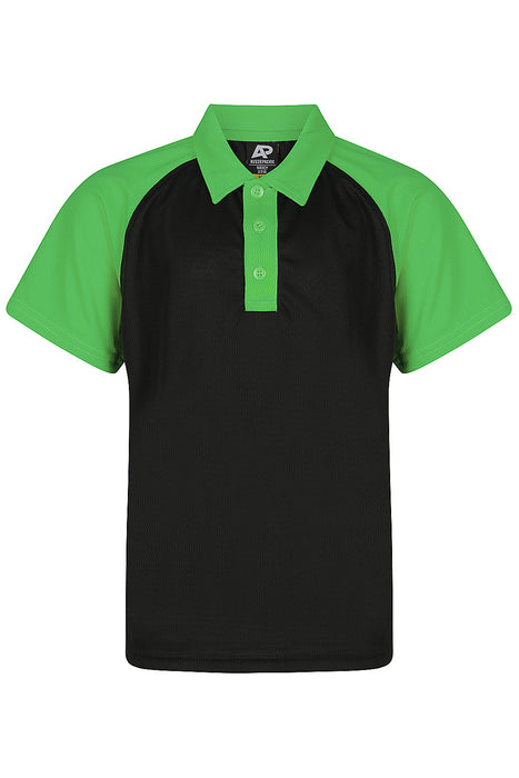 MANLY KIDS POLOS - BLACK/KAWA GREEN
