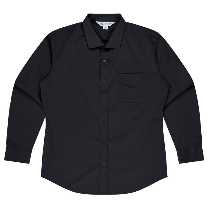 MOSMAN MENS SHIRT LONG SLEEVE - BLACK