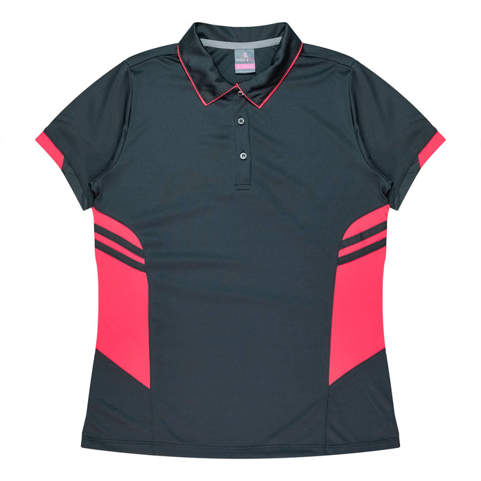 TASMAN LADY POLOS - SLATE/NEON PINK