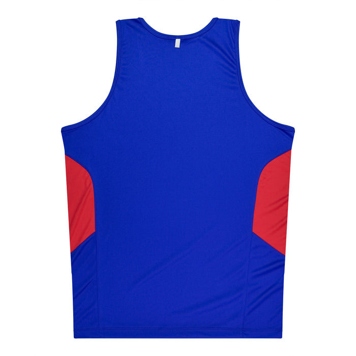 TASMAN MENS SINGLETS - ROYAL/RED