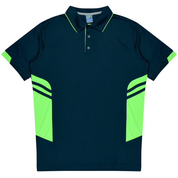 TASMAN KIDS POLOS - NAVY/NEON GREEN