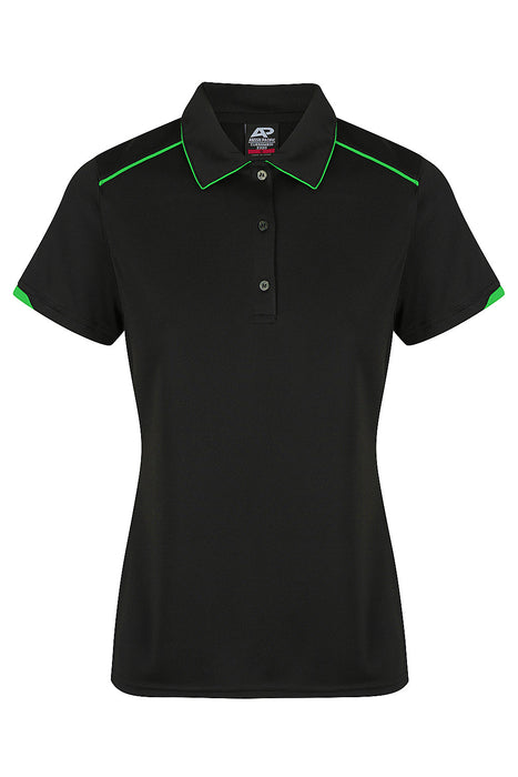 CURRUMBIN LADY POLOS - BLACK/KAWA GREEN